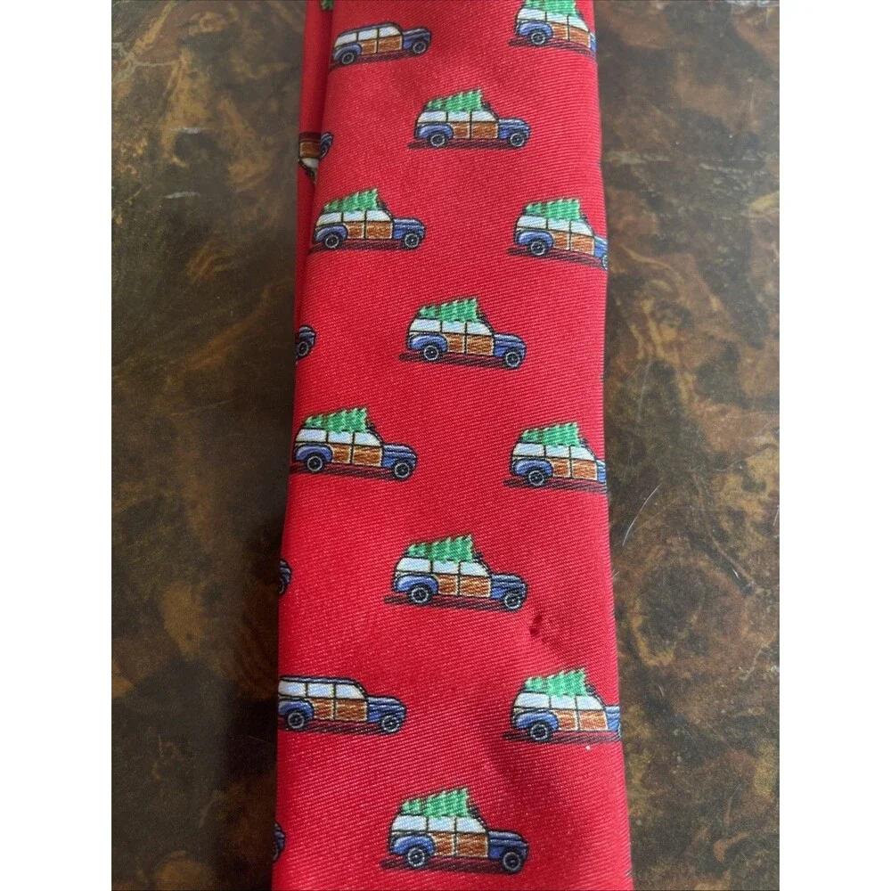 Express Men`s Red Holiday Christmas Tie Christmas Tree